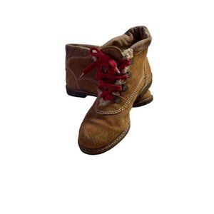 Vintage Fayva Boots Womens 8M Brown Suede Leather Fur Lined Made in Yugoslavia